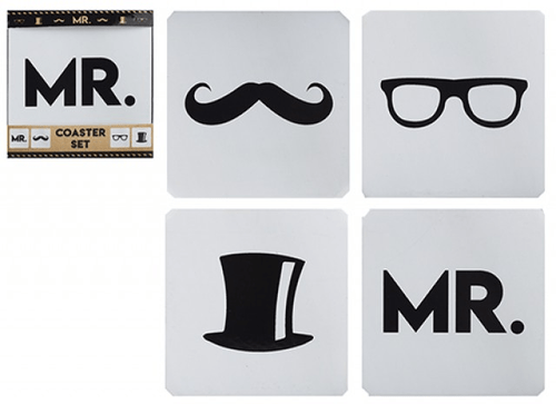 Mr Mans B/W Print Coasters Mr Mans B/W Print Coasters