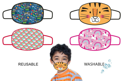 Kids Animal Face Mask - Washable (4 Asst Designs) (Assorted Designs)