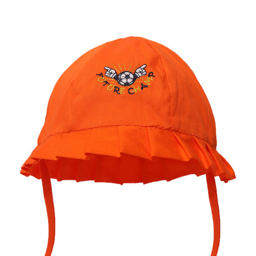 Plain Orange Summer Hats with Football Embroidery