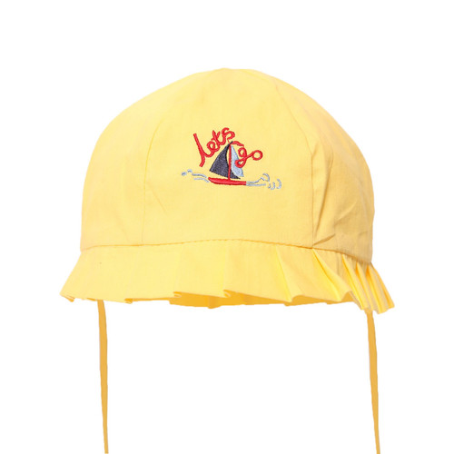 Plain Yellow Summer Hats with boat Embroidery