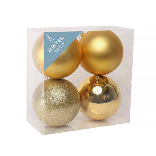 Gold Shatterproof Baubles (12cm) (4 pieces) Gold Shatterproof Baubles (12cm) (4 pieces)