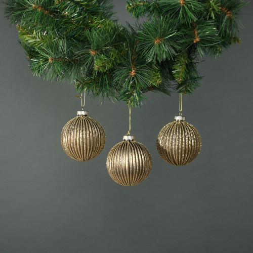 Titania 8cm Glass Bauble Gold  (Set of 4)