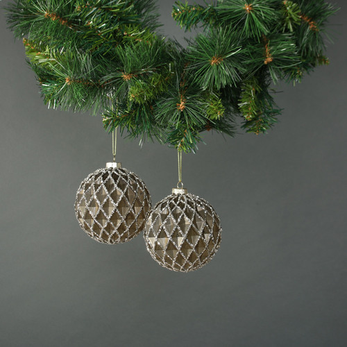 Asteria 10cm Glass Diamond Bauble (Set of 4) Asteria 10cm Glass Diamond Bauble (Set of 4)
