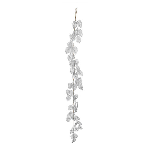 Silver Glitter Leaf Garland (150cm) Silver Glitter Leaf Garland (150cm)