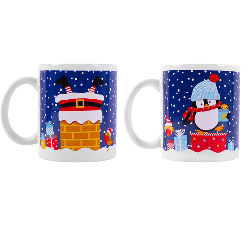 Santa Down Chimney/ Penguin Mug (Assorted)