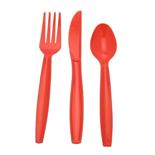 Red Assorted Cutlery (knife, Fork, Spoon) (x18) 
