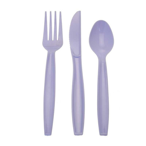 Light Blue / Lilac Assorted Cutlery (knife, Fork, Spoon) (x18) 