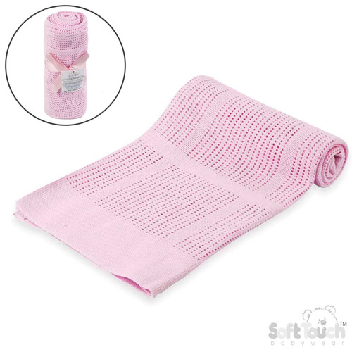 Pink Cellular Cotton Blanket
