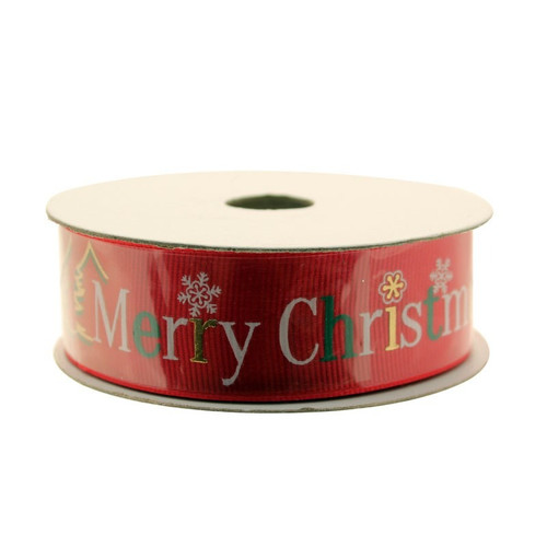 Red Merry Christmas Ribbon  (25mm X 10m)