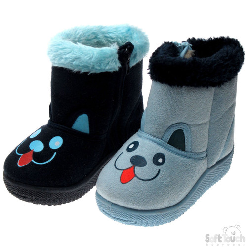 Plush Lined Boots in Dog Design (2 Assorted Colours)