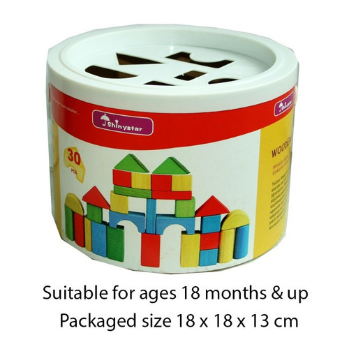 Wood Shape Sorter Bucket (30 Piece) 