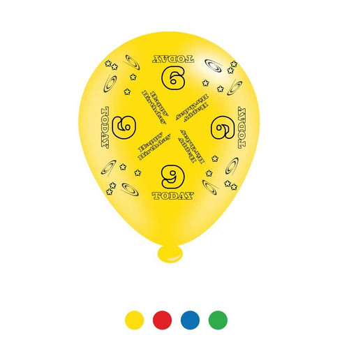 Age 9 Unisex Birthday Latex Balloons x8 Age 9 Unisex Birthday Latex Balloons x8