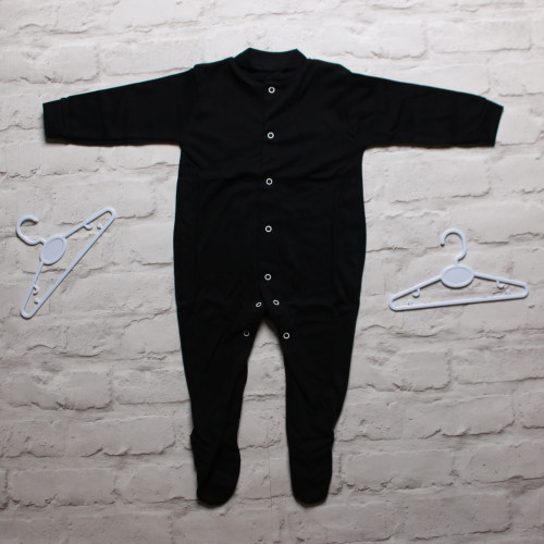 Personalisable Black Unbranded Sleepsuit with Chest Poppers (6-12 Months) 