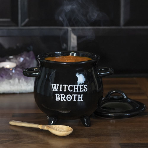 Witches Broth Cauldron Soup Bowl With Broom Spoon Witches Broth Cauldron Soup Bowl With Broom Spoon