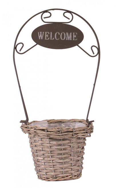 Round Grey-wash Welcome Basket 13cm 