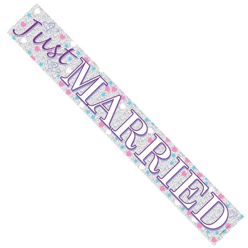 Just Married Banner (pack Of 12)