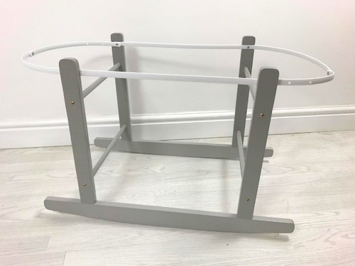 White Wood Adjustable Rocking Moses Basket Stand White Wood Adjustable Rocking Moses Basket Stand