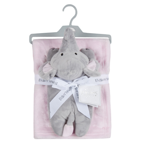 Pink Elephant Babies Toy & blanket set