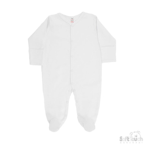 White Baby Sleepsuit 0-3m - 100% Cotton