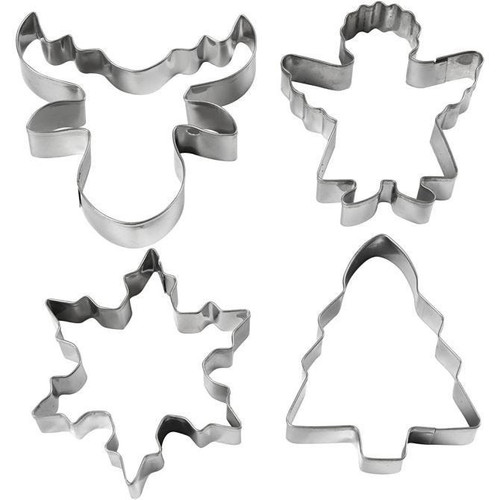 Cookie Cutters (Christmas Tree, Angel, Reindeer & Snowflake) (Assorted Designs)