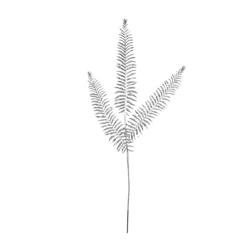 Silver Metallic Fern Stem Spray (x3 Leaves)