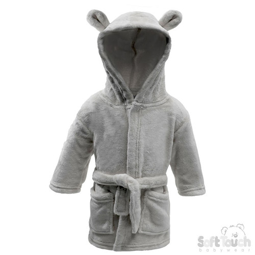 Grey Hooded Baby Bear Robe (2-3y)