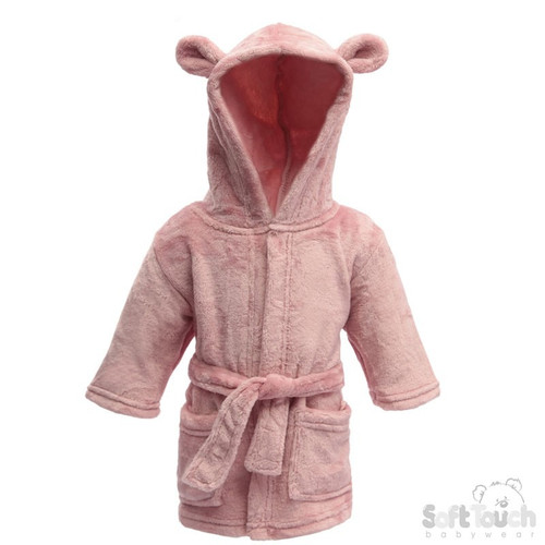 Dusty Pink Hooded Baby Bear Robe (12-18m)