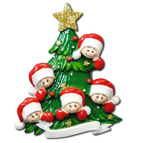Personalised Christmas Tree Family Decoration (5 Faces) 