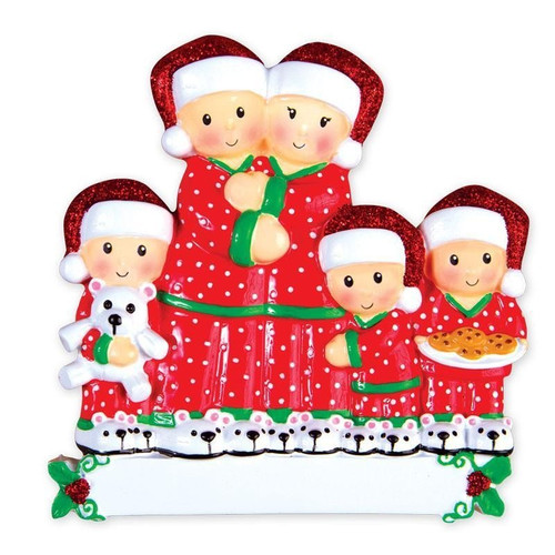 Personalised Christmas Pajama Family Decoration (Family of 5)