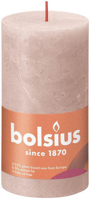 Misty Pink Bolsius Rustic Shine Pillar Candle (130 x 68 mm)