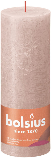 Misty Pink Bolsius Rustic Shine Pillar Candle (190 x 68mm)