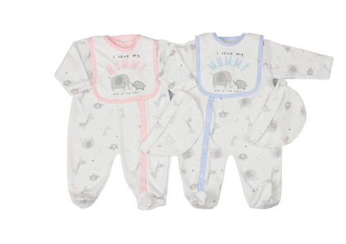 3 Piece I Love My Mummy Gift Set (0-9 Months) - pink and blue 