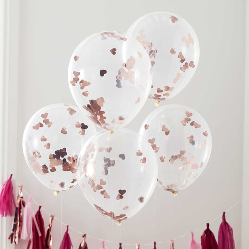 12 Inch Rose Gold Confetti Balloon (Pack of 5)