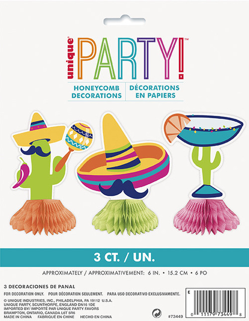 3 Mexican Party Honeycomb Decorations