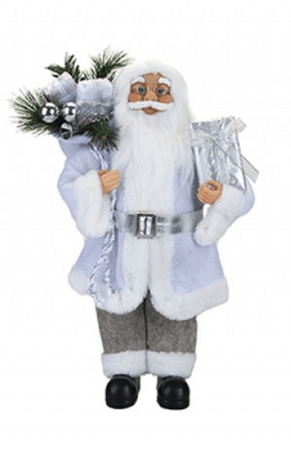 Luxury Standing Grey Suit Santa Decoration (45cm)