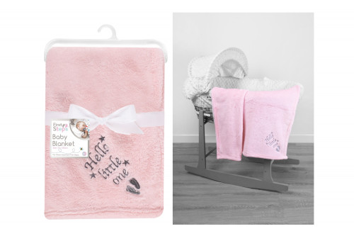 Hello Baby Design Pink Baby Blanket (75cm x 100cm)