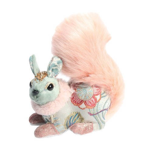Sage Green & Pink Embroidered Squirrel (16cm) (35cm)