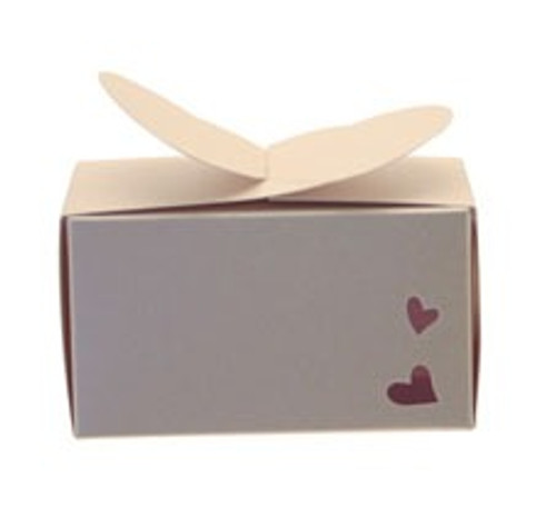 Ivory Rectangle Heart Favour Box (x5)