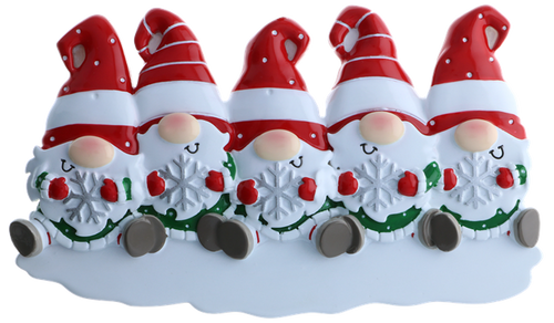 Personalised Christmas Gnome Family Decoration (5 Faces)