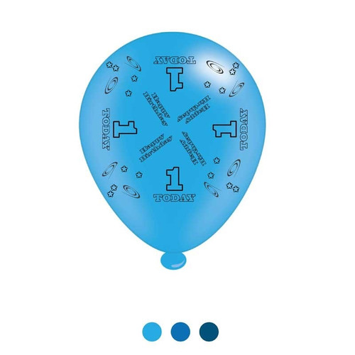 Age 1 Blue Birthday Balloons Latex (6 Pks Of 8 Balloons)