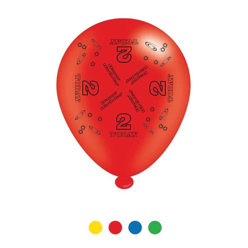Age 2 Unisex Birthday Latex Balloons (6 Pks Of 8 Balloons)