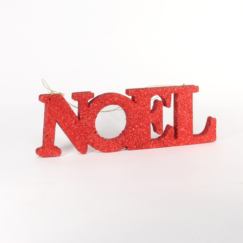 Red Glitter Noel Hanging Decoration (25cm X 8.5cm) Red Glitter Noel Hanging Decoration (25cm X 8.5cm)