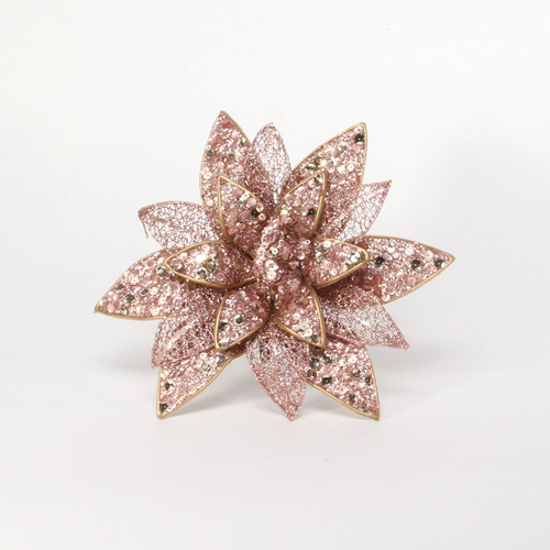 Rose Gold Christmas Flower with Clip (22cm)