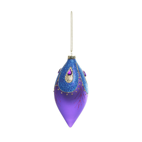 Purple and Blue Glass Droplet Bauble (H12cm)