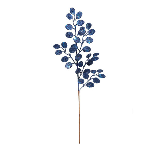 Royal Blue Glitter Eucalyptus Stem (H61cm)