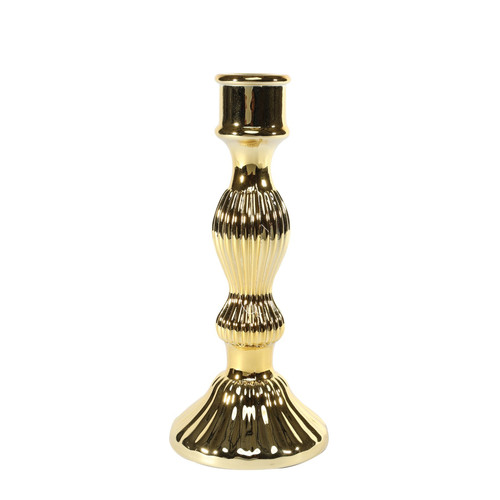 Amaya Candlestick- Electroplate Gold Glass (20cm)
