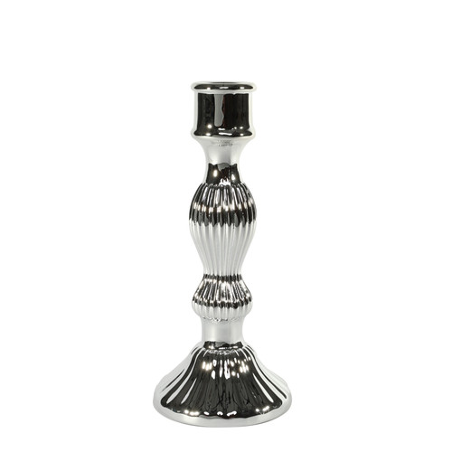 Amaya Candlestick- Electroplate Silver Glass (20cm)