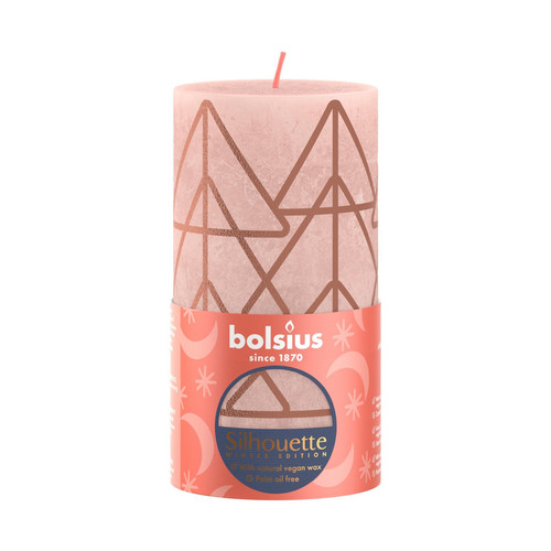  Bolsius Pink and Print Rustic Silhouette Candle (130mm x 68mm)