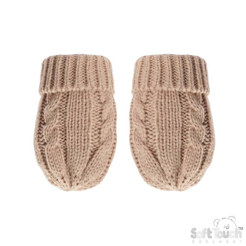 Coffee Elegance Cable Knit Mittens (NB-12 Months) Coffee Elegance Cable Knit Mittens (NB-12 Months)