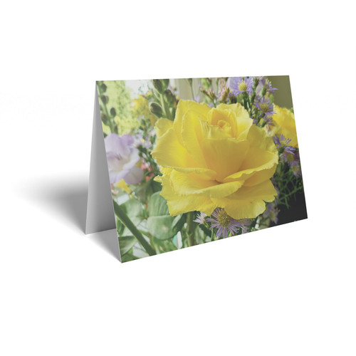 Pack of 25 Yellow Rose Folded Card 